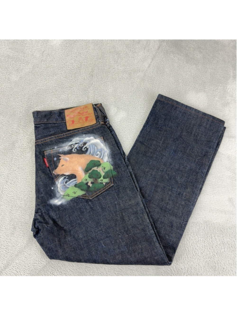 Studio D'Artisan Men's Jeans Red Selvedge Back Embroidery Size 31x25 - Picture 3 of 10